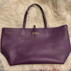 SALVATORE FERRAGAMO Purple Leather Bice Tote
